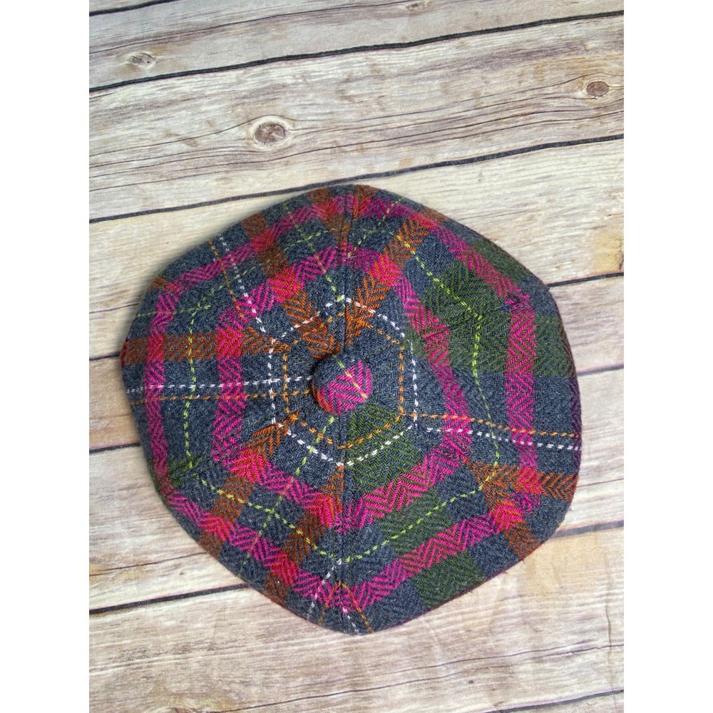 Gymboree Toddler Girl Plaid Beret Hat Pink Gray Wool Blend 12-24 Months Vintage